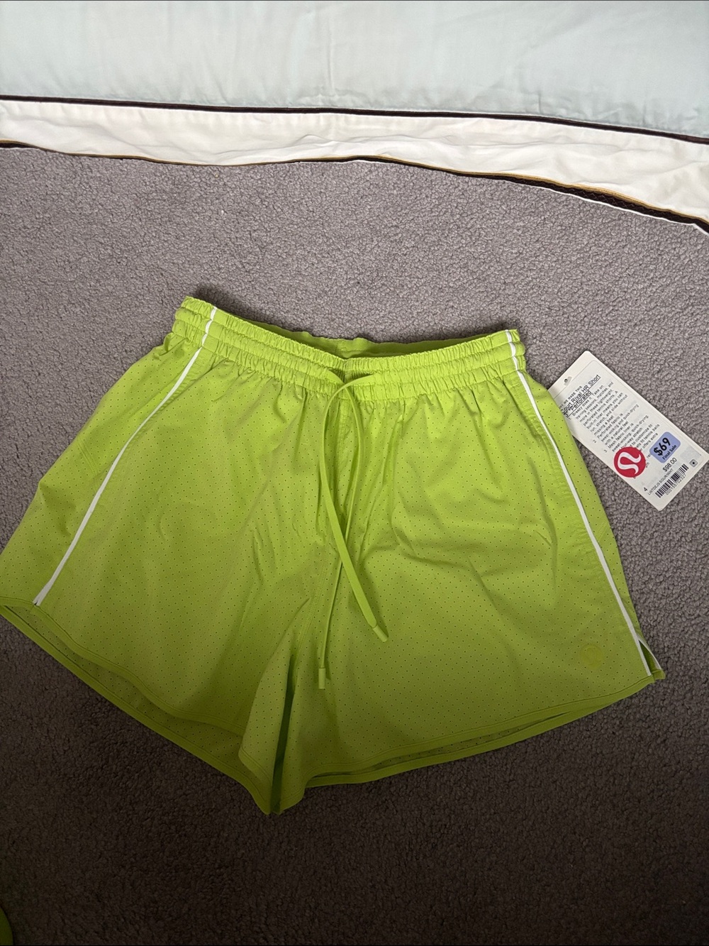 lululemon athletica Neon Lime Athletic Mesh Shorts